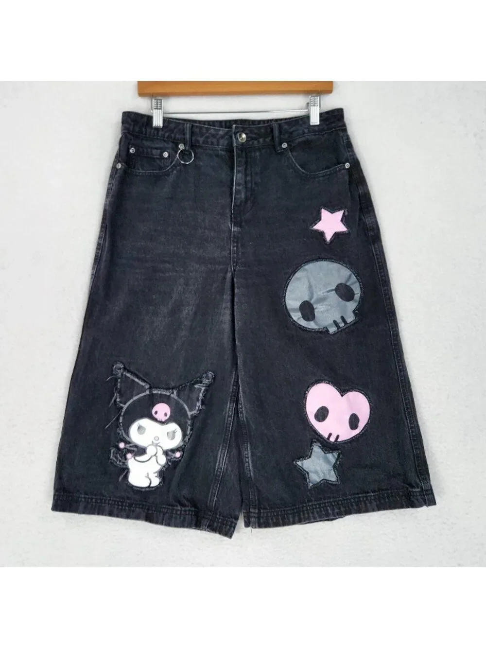 Kuromi By Sanrio Shorts Juniors 9 Black Hello Kitty Hot Topic Long Jean Denim
